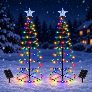 2 Pack 29 Inch Spiral Solar Christmas Tree Lights 2 Pack 29 Inch Spiral Solar Christmas Tree Lights