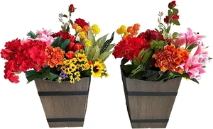 2 Pack 13 Inch Indoor & Outdoor Plastic Plant Pots, Flower Pots, Flower Planters with Imitation Wood Grain Design 2 Pack 13 Inch Indoor & Outdoor Plastic Plant Pots, Flower Pots, Flower Planters with Imitation Wood Grain Design