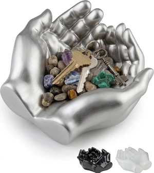 Hand Shaped Succulent Planter Pot - Crystal Holder Display - Air Plant Holder Hand Planter - Giving Hands Sculpture Decor - Key Bowl Ring Dish Trinket Dish Candy Dish - Candle Holder (Silver) Hand Shaped Succulent Planter Pot - Crystal Holder Display - Air Plant Holder Hand Planter - Giving Hands Sculpture Decor - Key Bowl Ring Dish Trinket Dish Candy Dish - Candle Holder (Silver)