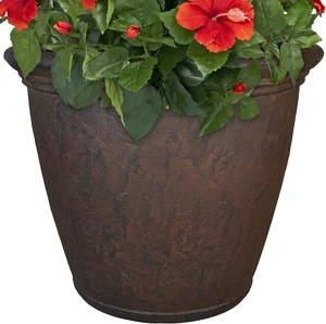 Sunnydaze Anjelica 24'' Large Plastic Planter Pot for Plants, Rust Sunnydaze Anjelica 24'' Large Plastic Planter Pot for Plants, Rust