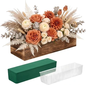 1 Set Wood Rectangle Boxes 16x4 Inch Rustic Planter with Liner 1 Set Wood Rectangle Boxes 16x4 Inch Rustic Planter with Liner