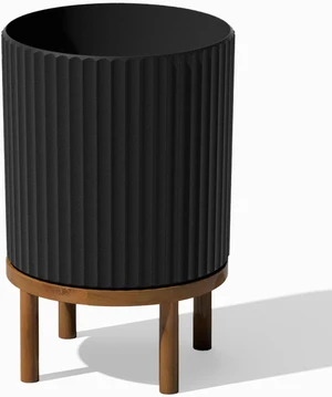 Veradek Demi Series Round Planter w/ Stand for Porch/Patio | Durable Plastic-Concrete & Wooden Stand | Modern Décor for Tall Plants, Flowers Veradek Demi Series Round Planter w/ Stand for Porch/Patio | Durable Plastic-Concrete & Wooden Stand | Modern Décor for Tall Plants, Flowers
