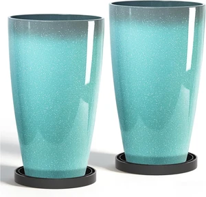 ZMTECH 21 H. Tall Planters for Outdoor Plants, Large Décor Pots Set of 2 ZMTECH 21 H. Tall Planters for Outdoor Plants, Large Décor Pots Set of 2