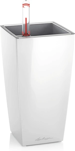 Lechuza Cubi Premium 9 Planter with Water Level Indicator, Mini, White High-Gloss