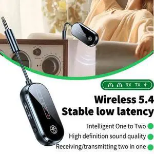 Bluetooth 5.4 Transmitter Receiver 2 IN 1 Wireless Audio 3.5mm Jack Aux Adapter Bluetooth 5.4 Transmitter Receiver 2 IN 1 Wireless Audio 3.5mm Jack Aux Adapter