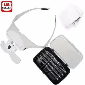 Magnifying Glass Lens LED Light Lamp Visor Head Loupe Jeweler Headband Magnifier Magnifying Glass Lens LED Light Lamp Visor Head Loupe Jeweler Headband Magnifier