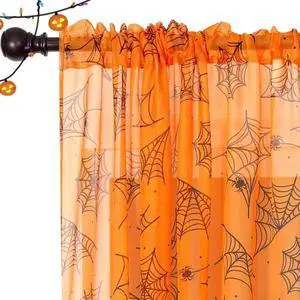 Halloween Curtains for Living Room Orange Sheer Curtains Halloween Decorations Halloween Curtains for Living Room Orange Sheer Curtains Halloween Decorations