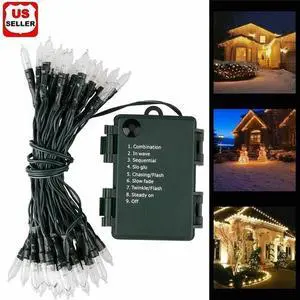 Outdoor String Lights Christmas Lights Battery Operated String Lights 50 Led USA Outdoor String Lights Christmas Lights Battery Operated String Lights 50 Led USA