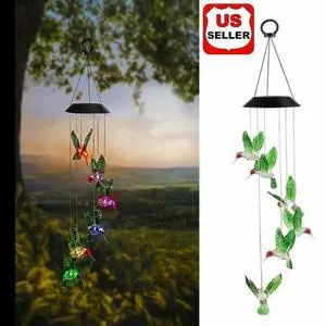 Color-Changing LED Solar Powered Hummingbird Wind Chime Lights Yard Garden Decor Color-Changing LED Solar Powered Hummingbird Wind Chime Lights Yard Garden Decor