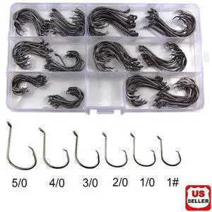160 Offset Circle Fishing Hooks/Box - Black High Carbon Steel: Sizes #1-5/0 160 Offset Circle Fishing Hooks/Box - Black High Carbon Steel: Sizes #1-5/0