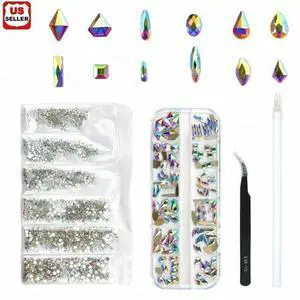 Mix Gems Rhinestones For Nail Art Craft +picking up pen+ stainless steel tweezer Mix Gems Rhinestones For Nail Art Craft +picking up pen+ stainless steel tweezer