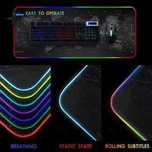 RGB LED Gaming Mouse Soft Pad Extra Large Oversized Glowing World Map 31.5X12'' RGB LED Gaming Mouse Soft Pad Extra Large Oversized Glowing World Map 31.5X12''