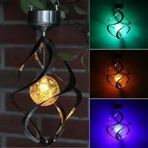 Solar Powered Spiral Wind Spinner Color Changing LED Light Wind Chimes Lamp Yard Solar Powered Spiral Wind Spinner Color Changing LED Light Wind Chimes Lamp Yard