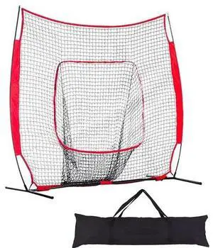 7ft Baseball Softball Backstop Practice Net for Hitting Pitching Batting W/Bag 7ft Baseball Softball Backstop Practice Net for Hitting Pitching Batting W/Bag