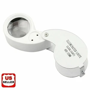 40X Illuminated Jewelers Eye Loupe Foldable Magnifier Bright LED Light Gold 40X Illuminated Jewelers Eye Loupe Foldable Magnifier Bright LED Light Gold