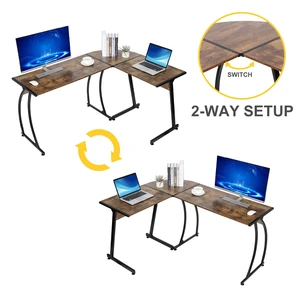 L Shaped Brown Desk Corner Computer Gaming Laptop Table Workstation Home Office L Shaped Brown Desk Corner Computer Gaming Laptop Table Workstation Home Office