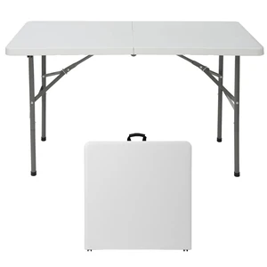 4FT Plastic Folding Table Lightweight Picnic Table for Camping Picnic White 4FT Plastic Folding Table Lightweight Picnic Table for Camping Picnic White