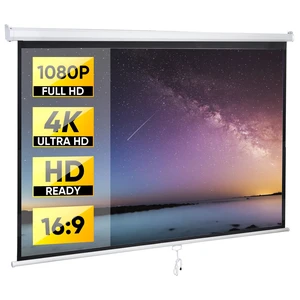 80 Inch Manual Pull Down Projector Screen 16:9 HD Retractable Widescreen Matte 80 Inch Manual Pull Down Projector Screen 16:9 HD Retractable Widescreen Matte