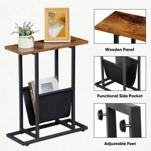 Narrow Side Table for Small Spaces End Table Magazine Table w/ Storage Holders Narrow Side Table for Small Spaces End Table Magazine Table w/ Storage Holders