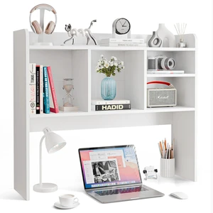 Desktop Bookshelf Countertop Storage Hutch w/ 5 Shelves for Computer Desk White Desktop Bookshelf Countertop Storage Hutch w/ 5 Shelves for Computer Desk White