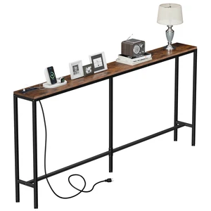 70" Narrow Console Table with Outlet Sofa Table w/ Charging Station Rustic Brown 70" Narrow Console Table with Outlet Sofa Table w/ Charging Station Rustic Brown