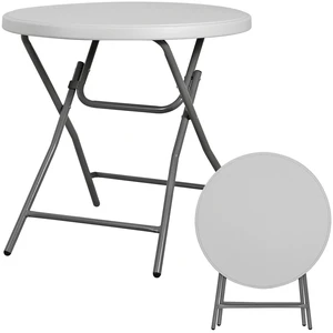32" Folding Table Round Plastic Cafe Dining Card Table In/Outdoor Party White 32" Folding Table Round Plastic Cafe Dining Card Table In/Outdoor Party White