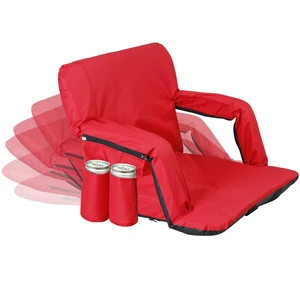 Reclining Stadium Seat for Bleachers w/ Padded Backrest Adjustable Armrests Red Reclining Stadium Seat for Bleachers w/ Padded Backrest Adjustable Armrests Red