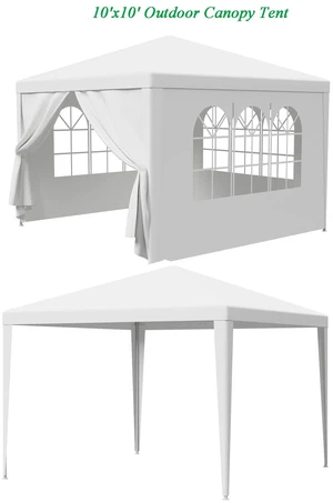 10'x10' 4 Walls Outdoor Canopy Party Tent Wedding Heavy Duty Gazebo Garden BBQ 10'x10' 4 Walls Outdoor Canopy Party Tent Wedding Heavy Duty Gazebo Garden BBQ