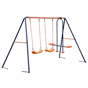 Child Kids Play Garden Outdoor Double Swing Set Heavy Duty Metal Frame Swing Child Kids Play Garden Outdoor Double Swing Set Heavy Duty Metal Frame Swing