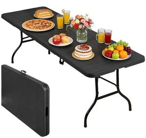 Portable 8ft Plastic Folding Table w/Handle Lock for Picnic Camping Heavy Duty Portable 8ft Plastic Folding Table w/Handle Lock for Picnic Camping Heavy Duty