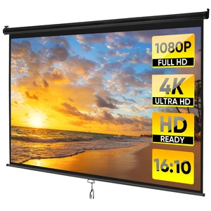 Black Projector Screen Pull Down 16:10 Foldable Wall Mount HD Projection Screen Black Projector Screen Pull Down 16:10 Foldable Wall Mount HD Projection Screen