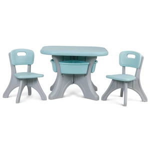 Kids Activity Table & Chair Set Table w/ 3 Detachable Toy Storage Bins 2 Chairs Kids Activity Table & Chair Set Table w/ 3 Detachable Toy Storage Bins 2 Chairs