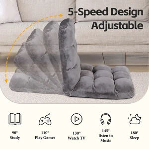 Floor Gaming Chair Adjustable 14-Position Sleeper Bed Couch Recliner Gray Floor Gaming Chair Adjustable 14-Position Sleeper Bed Couch Recliner Gray