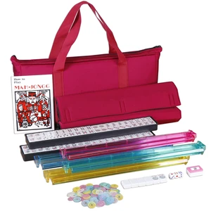 American Mahjong Mah Jongg Set 166 Tiles 4 All-in-One Rack/Pushers w/ Red Bag American Mahjong Mah Jongg Set 166 Tiles 4 All-in-One Rack/Pushers w/ Red Bag