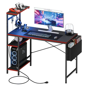 Gaming Desk with Power Outlet & LED Light 44 Inch Computer Office Desk with Hook Gaming Desk with Power Outlet & LED Light 44 Inch Computer Office Desk with Hook