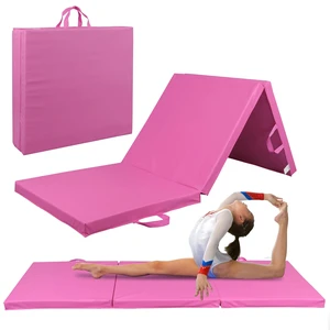 Gymnastic Mat Tri-Fold Folding Thick Exercise Mat Tumbling Gym Mat w/Handle Pink Gymnastic Mat Tri-Fold Folding Thick Exercise Mat Tumbling Gym Mat w/Handle Pink