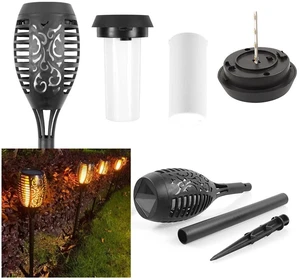 4 Pcs Solar Flame Torch Light Flickering Pathway Light for Garden Lawn Outdoor 4 Pcs Solar Flame Torch Light Flickering Pathway Light for Garden Lawn Outdoor