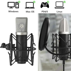 Condenser Microphone 192kHz/24Bit for Podcast Recording, PC Computer Gaming Stre Condenser Microphone 192kHz/24Bit for Podcast Recording, PC Computer Gaming Stre