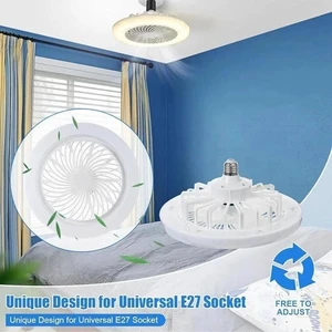 Fan For E27 Socket Light With Remote Ceiling Fan Adjustable Smart LED 3 Speed Fan For E27 Socket Light With Remote Ceiling Fan Adjustable Smart LED 3 Speed