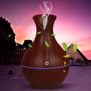 Essential Oil Diffuser Humidifier Aromatherapy Walnut Wood Grain Vase Aroma LED Essential Oil Diffuser Humidifier Aromatherapy Walnut Wood Grain Vase Aroma LED