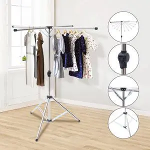 Portable Tripod Clothes Drying Rack Steel Laundry Coat Foldable Stand Hanger Portable Tripod Clothes Drying Rack Steel Laundry Coat Foldable Stand Hanger