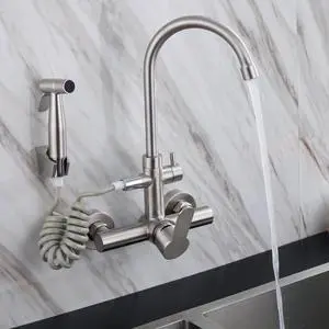 Stainless Steel Commercial Sink Faucet Wall Mount 360°Rotation Kitchen Faucet US Stainless Steel Commercial Sink Faucet Wall Mount 360°Rotation Kitchen Faucet US