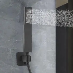 Matte Black Handheld Shower Square Head Handshower with Wall Connector & Hose Matte Black Handheld Shower Square Head Handshower with Wall Connector & Hose