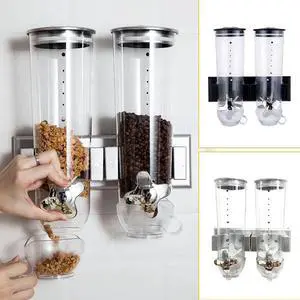 2 Pack 3L Wall Mounted Cereal Dispenser Dry Food Candy Storage Container Silver 2 Pack 3L Wall Mounted Cereal Dispenser Dry Food Candy Storage Container Silver