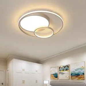 Modern Acrylic LED Ceiling Light Fixture 3 Rings Round Chandelier Bedroom Decor Modern Acrylic LED Ceiling Light Fixture 3 Rings Round Chandelier Bedroom Decor