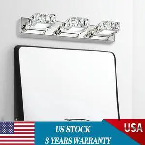3 Square Lights Modern Bathroom Vanity Light LED Crystal Mirror Front Wall Lamp 3 Square Lights Modern Bathroom Vanity Light LED Crystal Mirror Front Wall Lamp
