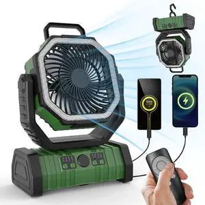 Portable Rechargeable Fan 20000mAh Camping Fan with LED Light & Remote 4 Speeds Portable Rechargeable Fan 20000mAh Camping Fan with LED Light & Remote 4 Speeds