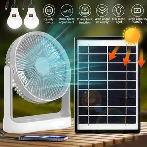 New Arrival Portable Solar Camping Fan with Solar Panel & LED light 2 Free Bulbs New Arrival Portable Solar Camping Fan with Solar Panel & LED light 2 Free Bulbs