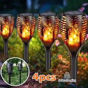 4Pack LED Solar Power Tiki Torch Flame Flickering Light Outdoor Garden Lawn Lamp 4Pack LED Solar Power Tiki Torch Flame Flickering Light Outdoor Garden Lawn Lamp