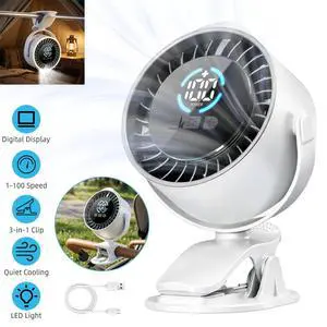 100 Speed 360° Adjustment Rechargeable Clip On Fan With LED Night Light (WHITE) 100 Speed 360° Adjustment Rechargeable Clip On Fan With LED Night Light (WHITE)